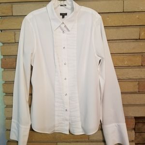 Talbots White Tuxedo Style Blouse Size 16
